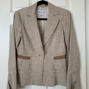Trina Turk blazer, linen blend, size 4, split sleeves at wrist, beautiful detail